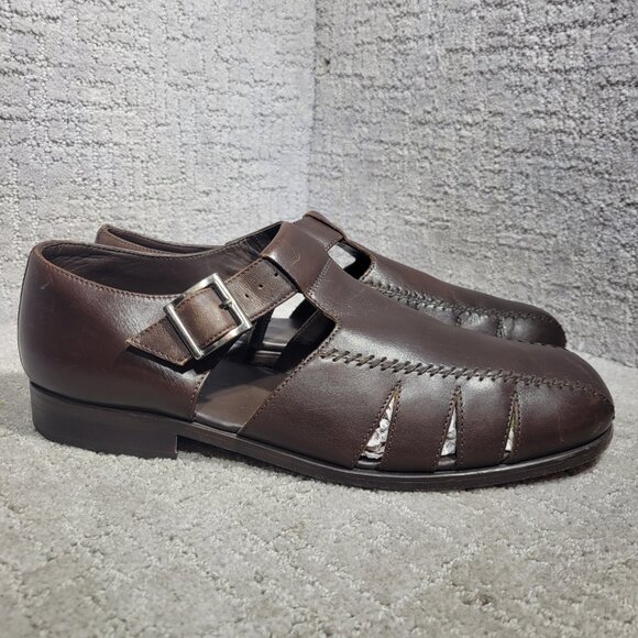 Vintage Tommy Bahama San Tommaso Men's Size 12M Brown Leather Fisherman Sandals - Picture 5 of 10